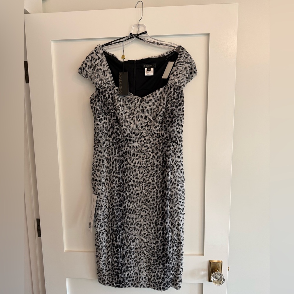 Tadashi Shoji Black and White Midi Dress NWT